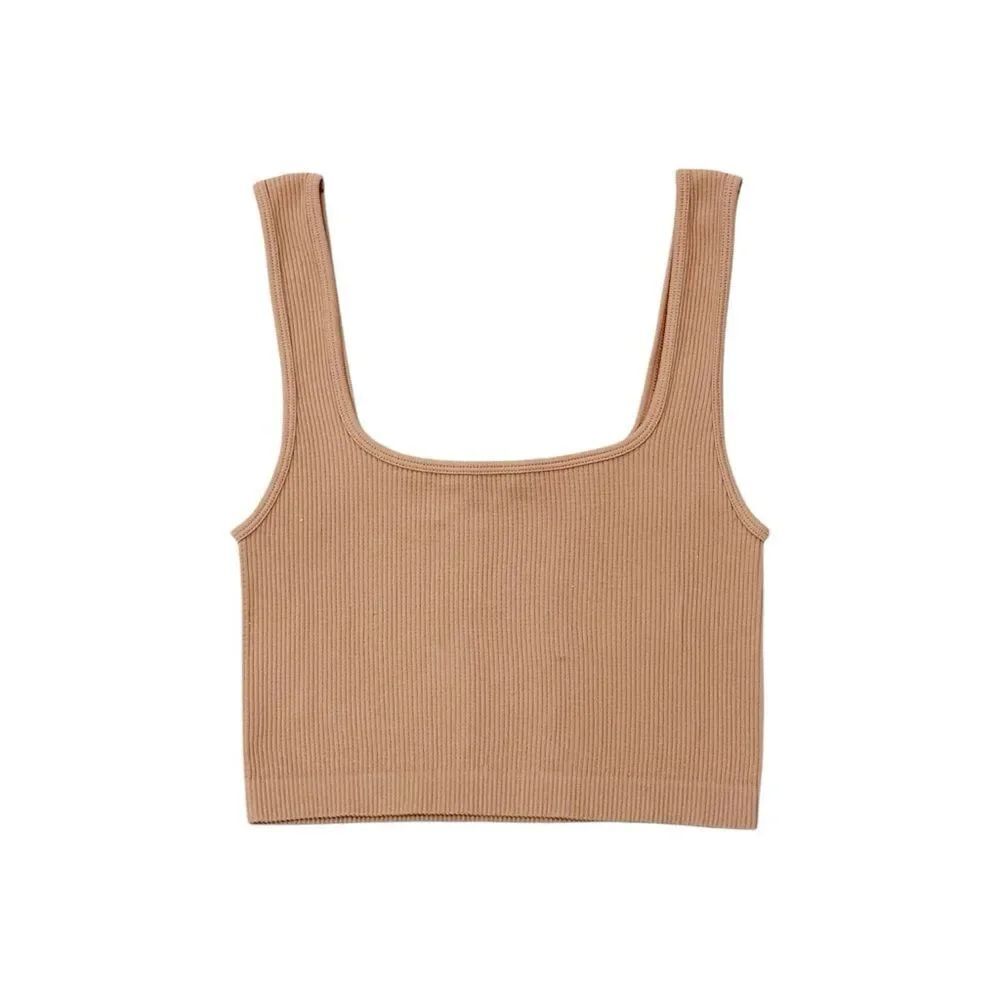 ZARA Ribbed Cropped Tank Top in Rust - Picture 2 of 3